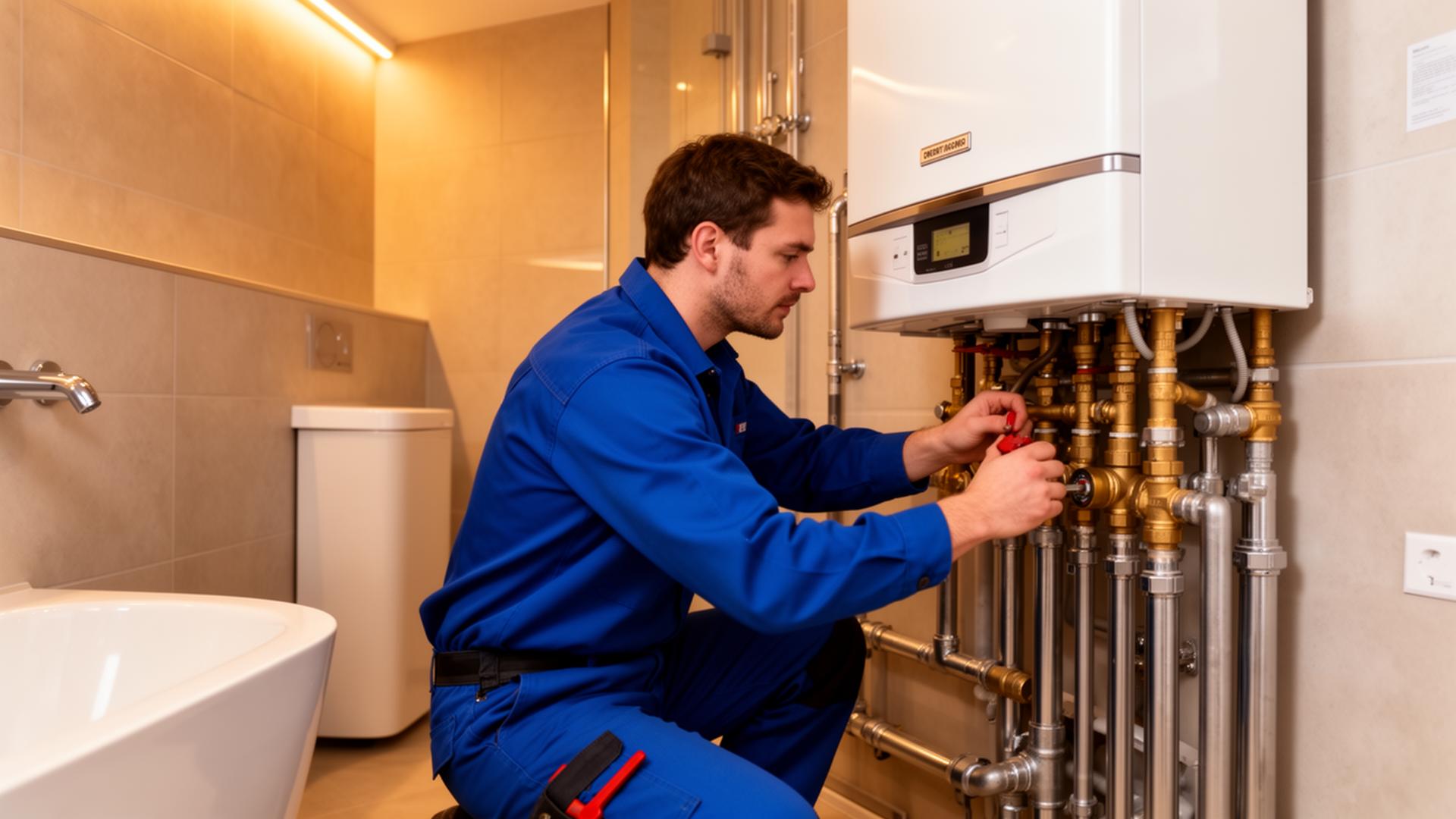 Tecnico idraulico al lavoro